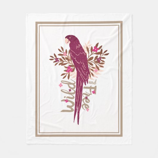 Wilde en vrije Ara Parrot Tropische Bladeren Fleece Deken (Voorkant)