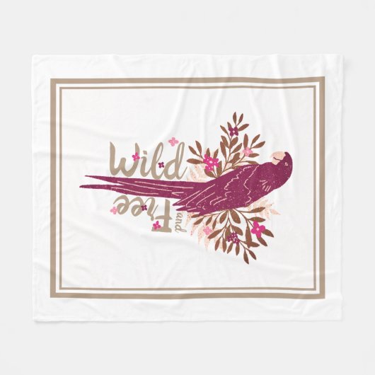 Wilde en vrije Ara Parrot Tropische Bladeren Fleece Deken (Voorkant (Horizontaal))
