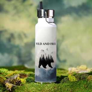 Wilde en Vrije Beer Wildernis Bos Avontuur Waterfles