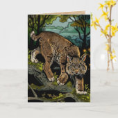 Wilde en Vrije Bobcat Kaart (Gele Bloem)