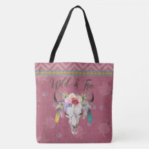 Wilde en vrije Boho-Canvas tas (Faded frambozen)