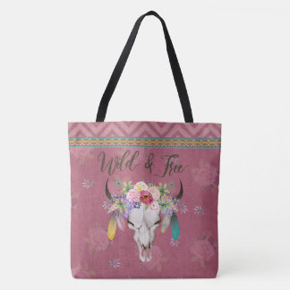 Wilde en vrije Boho-Canvas tas (Faded frambozen)
