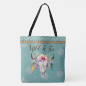 Wilde en vrije Boho-Canvas tas (Faded Turquoise) (Voorkant)