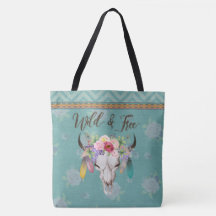 Wilde en vrije Boho-Canvas tas (Faded Turquoise)