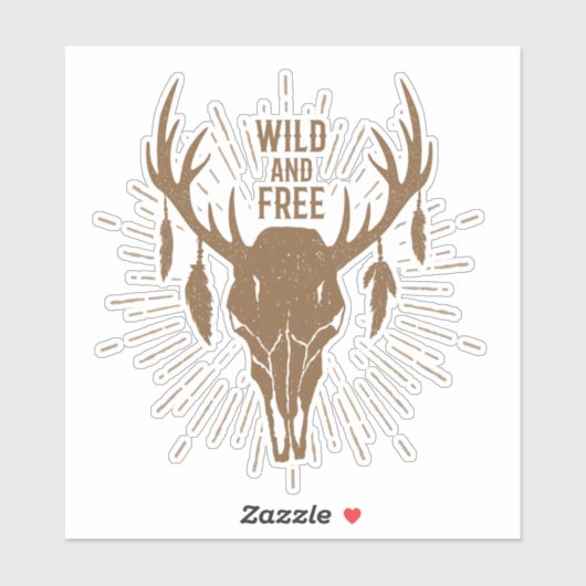 Wilde en vrije Boho Skull Sticker (Vel)