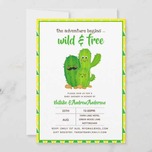 Wilde en Vrije Cactus Familie Modern Geel Groen Kaart (Voorkant)