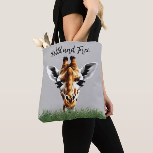 Wilde en vrije Giraffe Canvas tas (Dichtbij)