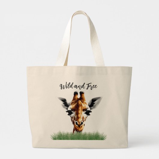 Wilde en vrije Giraffe Grote Tote Bag (Achterkant)