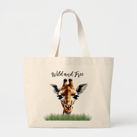 Wilde en vrije Giraffe Grote Tote Bag (Voorkant)