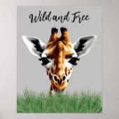 Wilde en vrije Giraffe Poster (Voorkant)