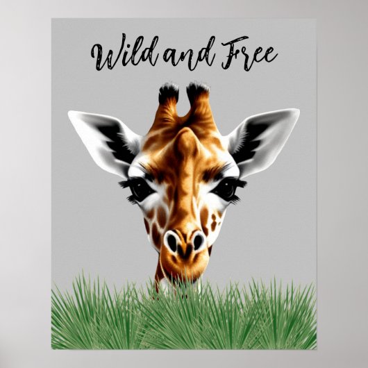 Wilde en vrije Giraffe Poster (Voorkant)