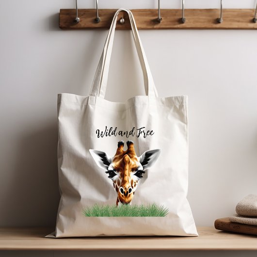 Wilde en vrije Giraffe Tote Bag