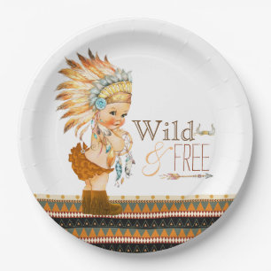 Wilde en Vrije Meisjes Stam Baby Shower Papieren Bordje