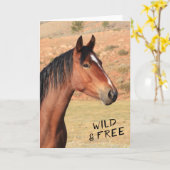 Wilde en vrije Mustang Wenskaart Kaart (Gele Bloem)