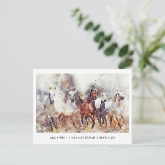 Wilde en vrije paarden briefkaart (Staand voorkant)