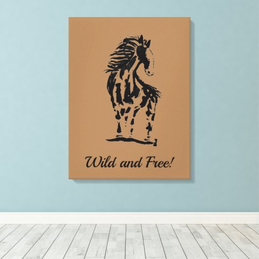 Wilde en vrije paardenbont (glanzend) canvas afdruk (Insitu (Houten vloer))