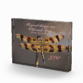 Wilde en Vrije Quote Golden Dragonfly Fotoblokken (Rechts)