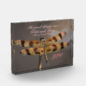 Wilde en Vrije Quote Golden Dragonfly Fotoblokken (Links)