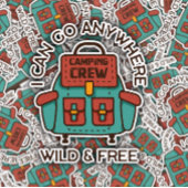 Wilde en vrije rugzak Camping | Afgesneden Sticker