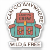Wilde en vrije rugzak Camping | Afgesneden Sticker (Voorkant)