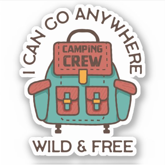 Wilde en vrije rugzak Camping | Afgesneden Sticker (Voorkant)