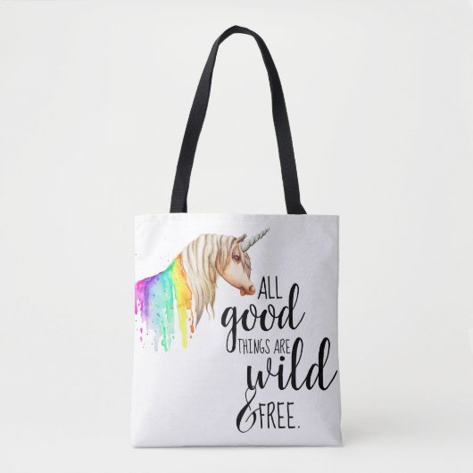 Wilde en Vrije Unicorn Tote Bag (Voorkant)