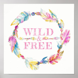 Wilde en vrije vedersla waterverf poster