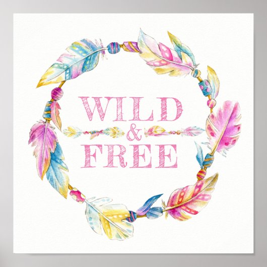 Wilde en vrije vedersla waterverf poster (Voorkant)