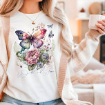 Wilde en vrije vlinderbloemigen<br><div class="desc">Vrij en vrije vlinder Vloeibare bloemen Vloeiende bloemen Mode Bovenaan een kleurrijke illustratie van de waterverf van vlinders en bloemen met de tekst "Wilde en vrije" in de moderne scripttypografie. Perfect cadeau voor haar verjaardag,  Kerstmis,  Moederdag en nog veel meer. Ontworpen door Evco Studio www.zazzle.com/store/evcostudio</div>