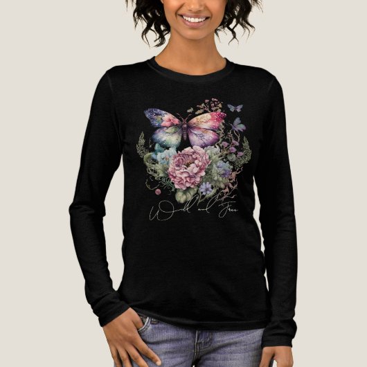 Wilde en vrije vlinderbloemigen Tri-Blend shirt (Voorkant)