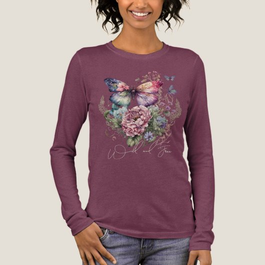 Wilde en vrije vlinderbloemigen Tri-Blend shirt (Voorkant)