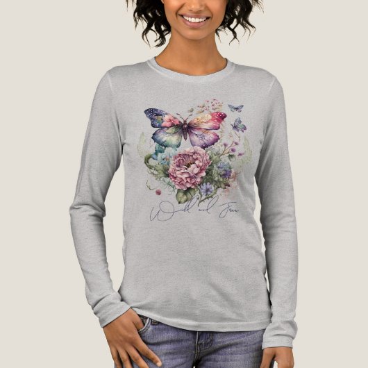 Wilde en vrije vlinderbloemigen Tri-Blend shirt (Voorkant)