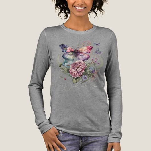Wilde en vrije vlinderbloemigen Tri-Blend shirt (Voorkant)