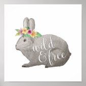 Wilde en vrije Waterverf Boho Rabbit Poster (Voorkant)