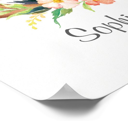 Wilde en Vrije Waterverf Deer Antler en Bloem Poster (Hoek)