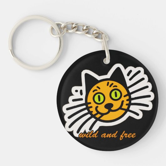 Wilde en vrije zwarte kat sleutelhanger (Voorkant)