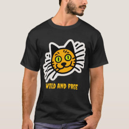 Wilde en vrije zwarte kat t-shirt
