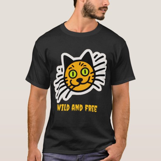 Wilde en vrije zwarte kat t-shirt (Voorkant)