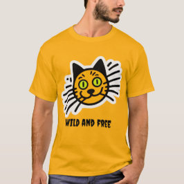 Wilde en vrije zwarte kat t-shirt