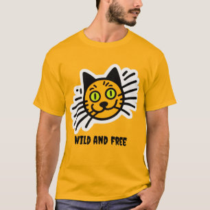 Wilde en vrije zwarte kat t-shirt