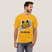 Wilde en vrije zwarte kat t-shirt (Voorkant volledig)
