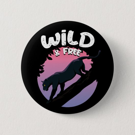 Wilde en vrije zwarte oerwouden ronde button 5,7 cm (Voorkant)