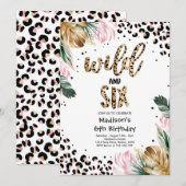 Wilde en Zes Leopard drukken 6e verjaardag Kaart (Voorkant / Achterkant)