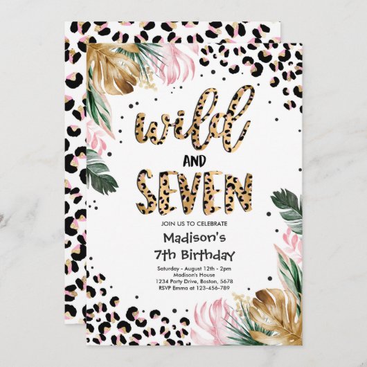 Wilde en Zeven luipaard afdrukken 7e verjaardag Kaart (Voorkant / Achterkant)