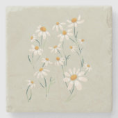 Wilde esthetische Chamomile Chamomile Delicate Flo Stenen Onderzetter (Voorkant)