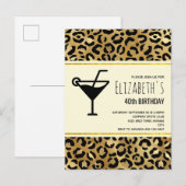 Wilde & Exotische Luipaardprintpatroon Verjaardag Uitnodiging Briefkaart (Voorkant / Achterkant)