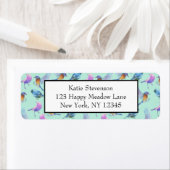 Wilde exotische vogels kleurige Waterverf Patroonl Etiket (Insitu)