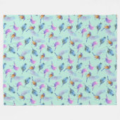 Wilde exotische vogels kleurrijk Waterverf patroon Fleece Deken (Voorkant (Horizontaal))