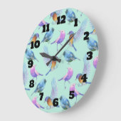 Wilde exotische vogels kleurrijk Waterverf patroon Grote Klok (Hoek)