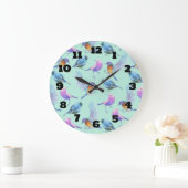 Wilde exotische vogels kleurrijk Waterverf patroon Grote Klok (Huis)